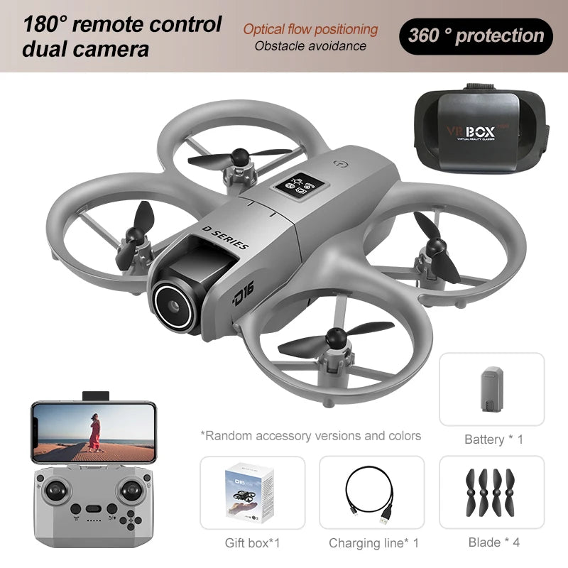 New D16 Mini Drone Dual Camera 8K HDAerial Aircraft Obstacle Avoidance UAV Fixed Remote Control Airplane Gift Toys 20000M