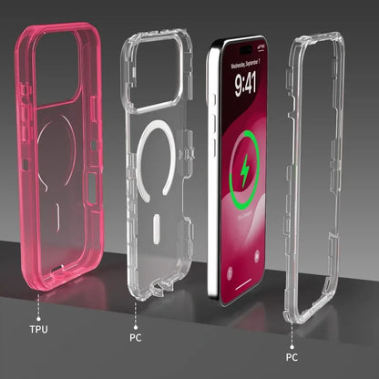 3IN1 Military Clear Armor Magnetic Charge Case for IPhone 17Air 16 15 14 Plus 13 12 Pro Max Rugged Durable Protector Cover Funda