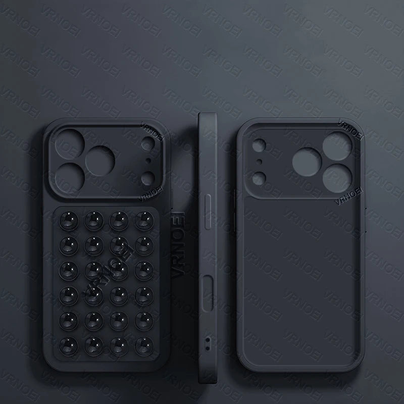 Fashion 2IN1 Suction Cup Bracket Lens Protection Phone Cases For iPhone 17 16 13 11 14 15 12 17 Pro Max Case Phone Accessories