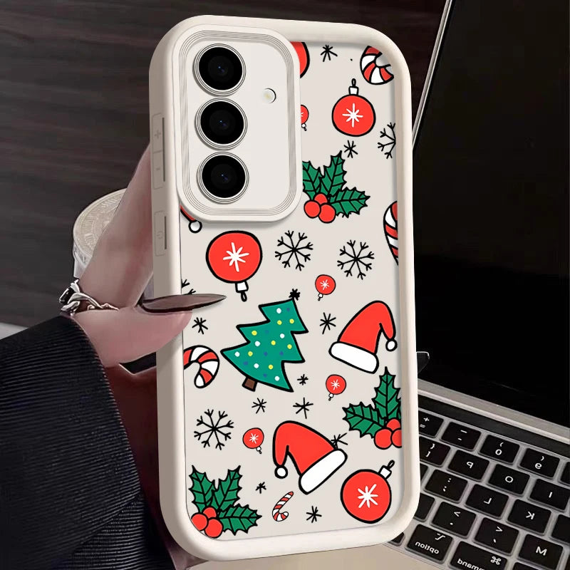 New Year Christmas Hat Case For Samsung Galaxy A55 A15 A14 A34 A35 A54 A52 A53 5G S24 Ultra FE S23 Plus Soft TPU Silicone Cover