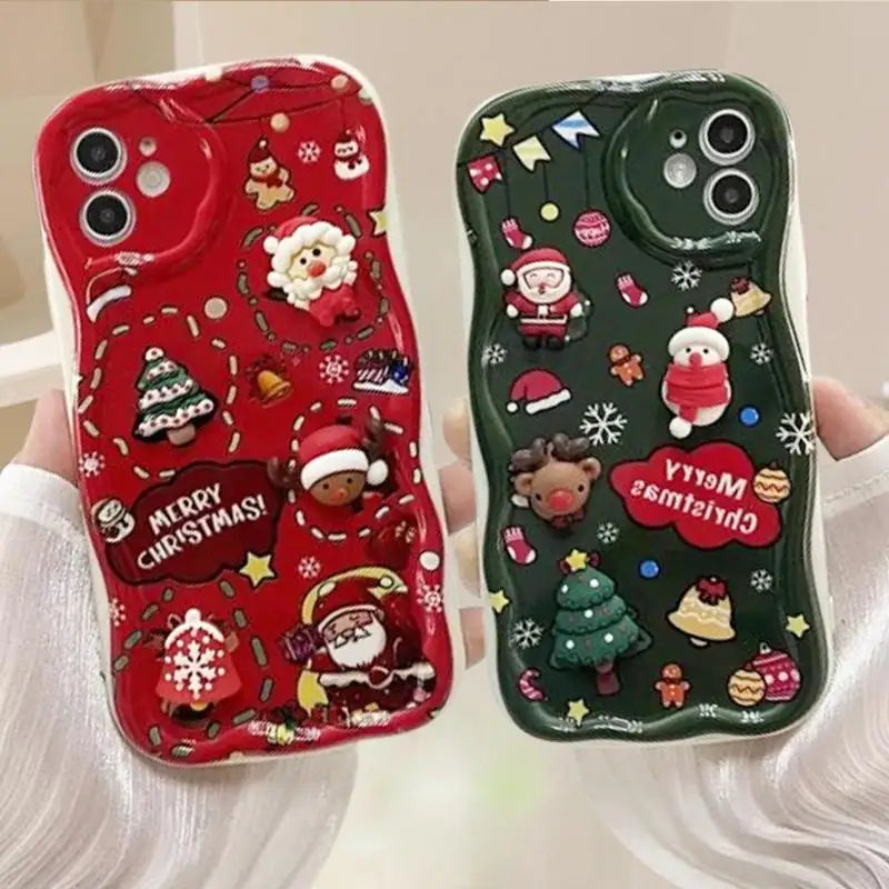 3D Santa Claus Elk Christmas Tree Case For Samsung Galaxy S25 Ultra S24 S23 S22 Plus s24fe A56 A36 A26 A07 A17 A55 A35 Cover