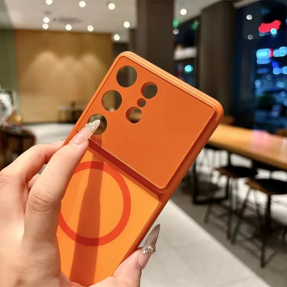 for Samsung Galaxy S26 Pro S25 S24 S23 Ultra Plus Glass Hard Magnetic Case For Magsafe Wireless Charging Camera Protection Cover