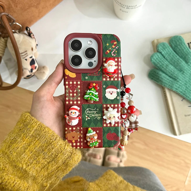 3D Glue Christmas Soft Phone Case for IPhone 17 16 15 14 13 Pro Max 17 Pro Snowman Reindeer New Year Christmas Tree Phone Cover