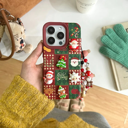 3D Glue Christmas Soft Phone Case for IPhone 17 16 15 14 13 Pro Max 17 Pro Snowman Reindeer New Year Christmas Tree Phone Cover
