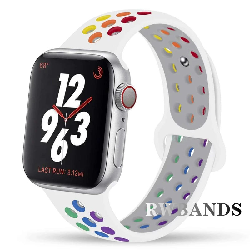 Sport Strap for Apple Watch Band 46mm 44mm 40mm 42-38-41mm 45mm Breathable Bracelet iWatch Series 10 9 8 7 6 SE 5 3 Ultra 2 49mm