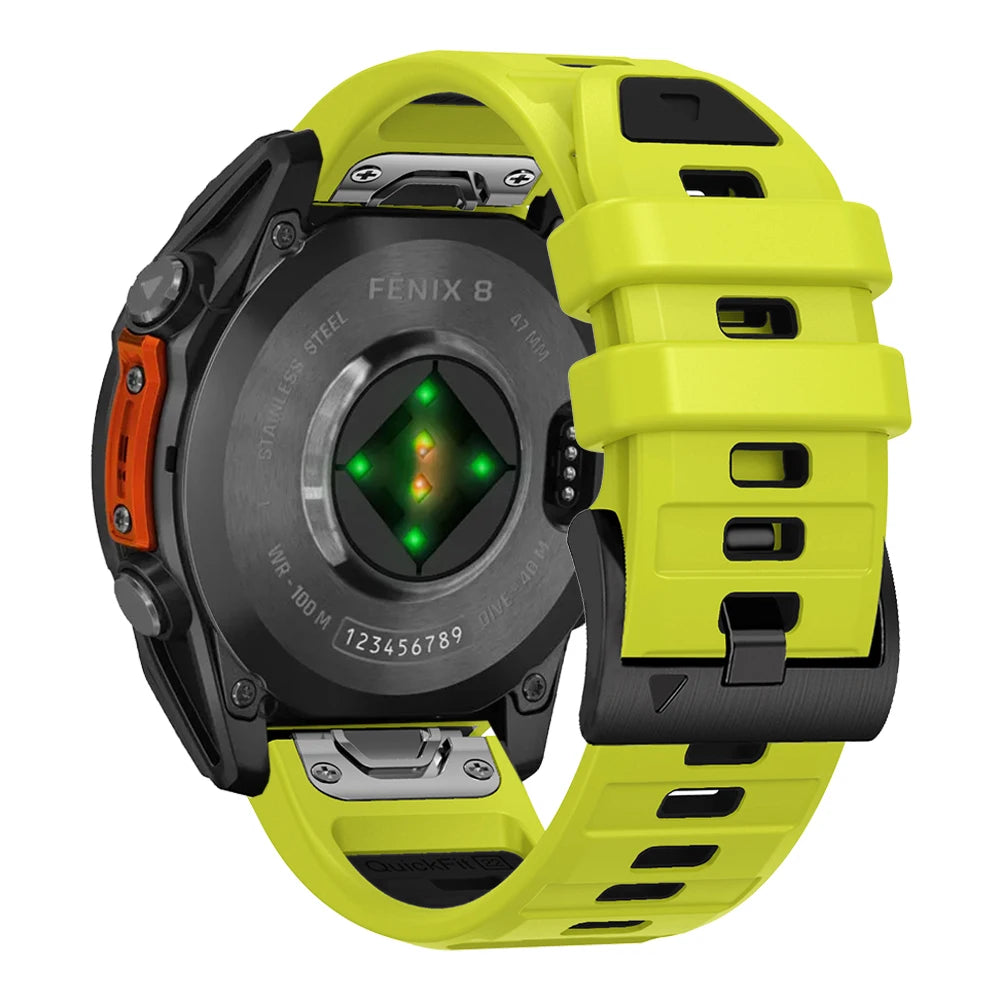 QuickFit 22mm 26mm Fenix8 Watch Band For Garmin Fenix E 8 47mm 51mm 7 7X 6 6X/Epix Pro/Enduro 3 Two-Tone Silicone Strap Bracelet