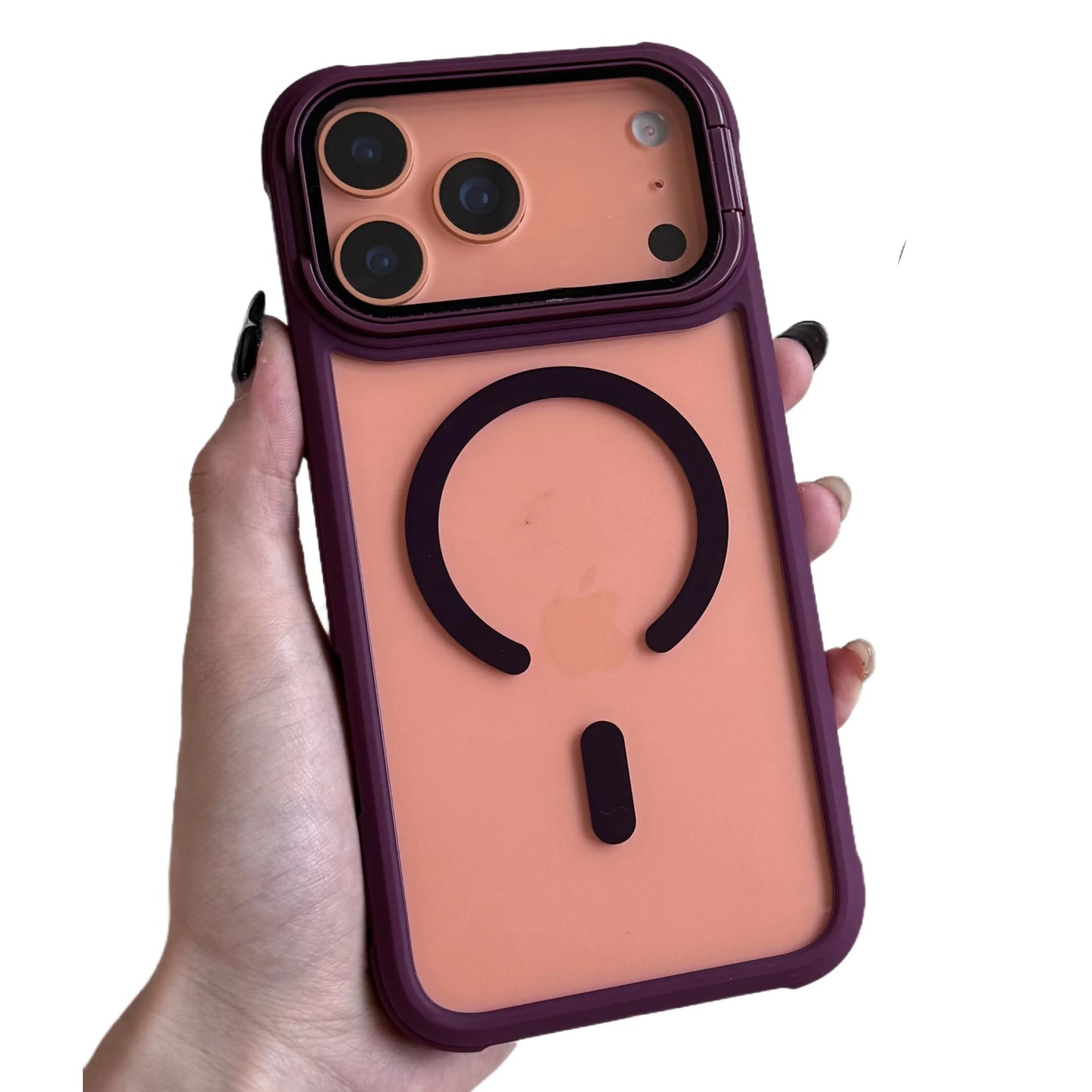 For Magsafe Glass Lens Holder Clear Case for IPhone 17 Pro Max 17 Pro Original Color Magnetic Wireless Charging Shockproof Cover