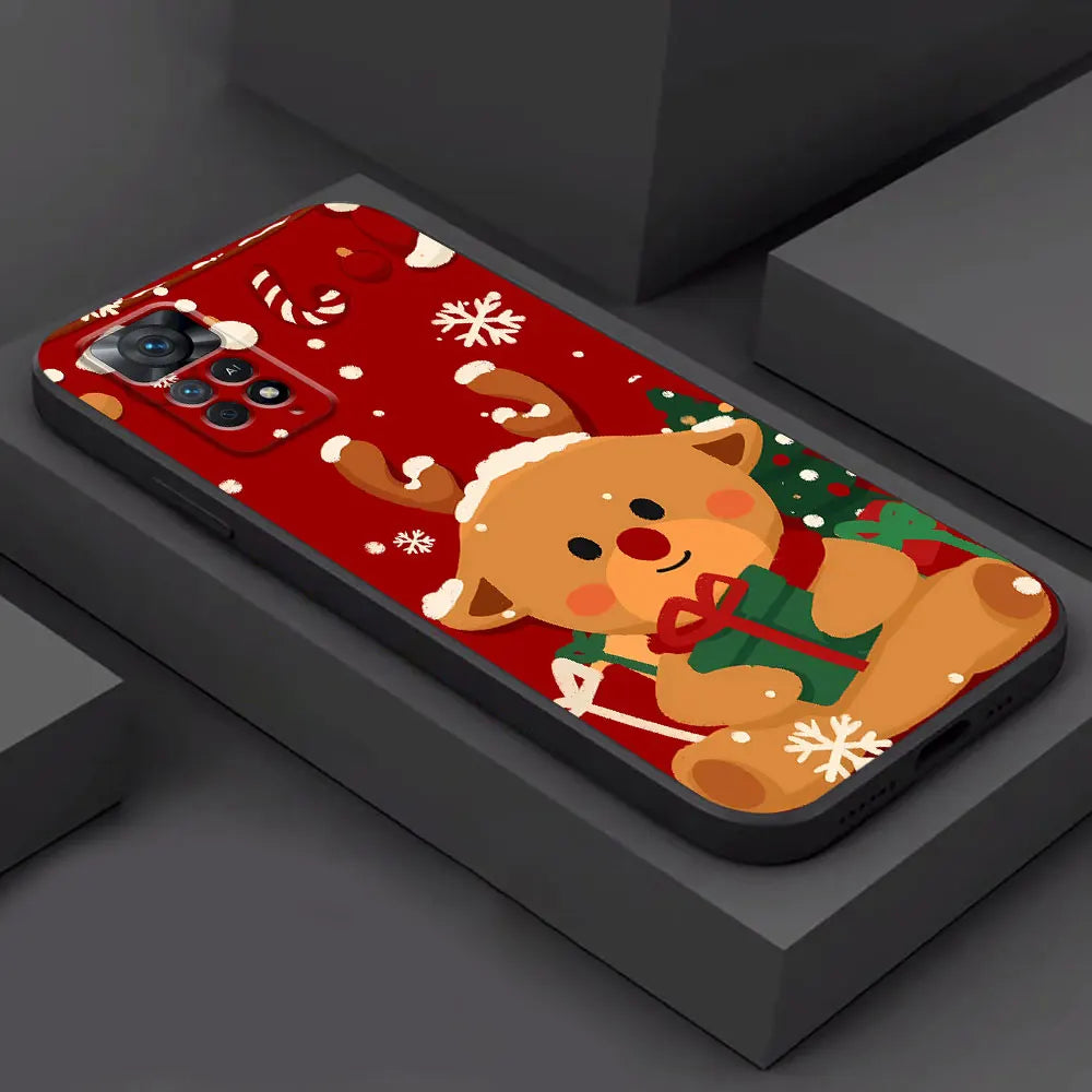 Claus Elk Snowman Christmas Tree Phone Case for Redmi Note 10S 12S 8T 11S 9S 9 8 7 12 10 11 Pro 13 Pro 9T Silicone Bumper Cover
