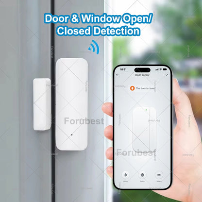 Tuya Zigbee Smart Door Sensor Contact Sensor Window Door Open Closed Detector Home Security Protection Device Works With Z2MQTT