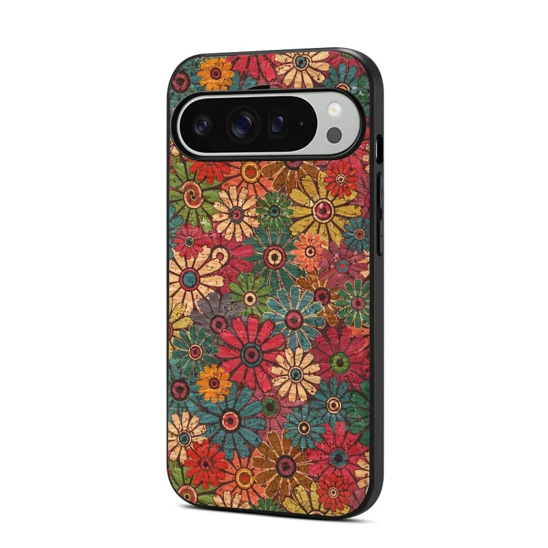 Shockproof European Floral Irregular Pattern Leather Back Case for Google Pixel 6 7 8 9 10 10A 10Pro 10ProXL
