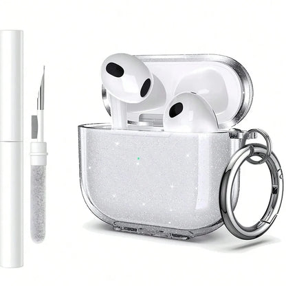 For Apple Airpods Pro/Pro2/3/4 Case Earphone Accessories Wireless Bluetooth Headset Cover Bling Glitter Soft With Cleaner Kit