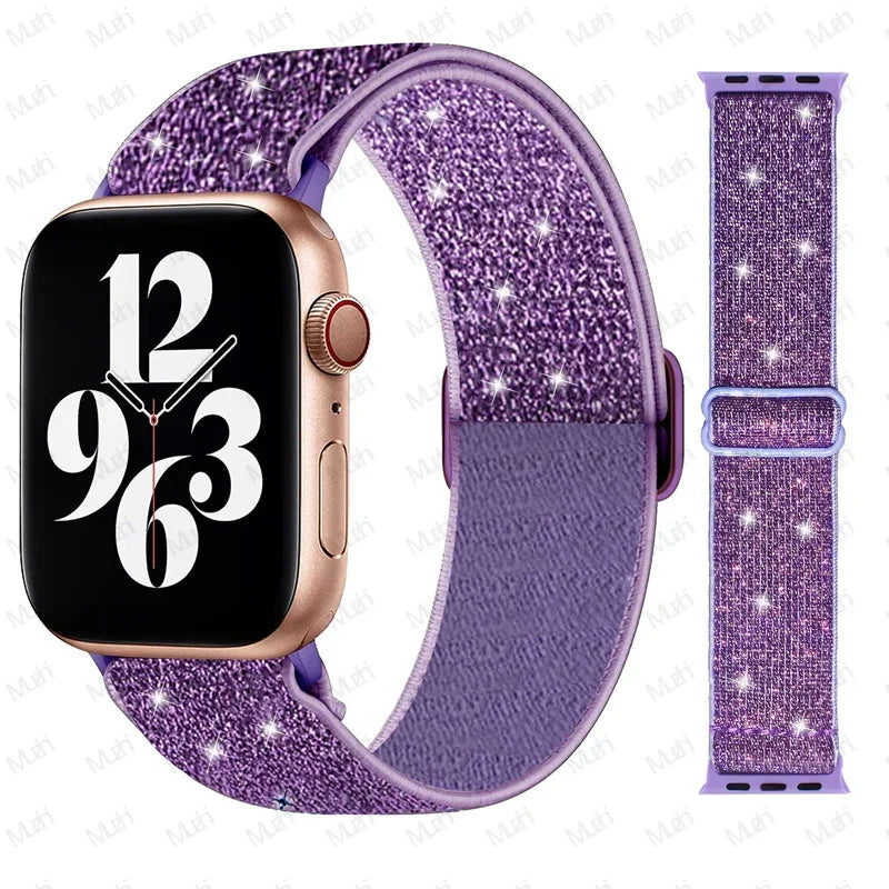Bling Nylon Strap for Apple Watch Band 44mm 40mm 38mm/42mm bohemian Bracelet iWatch Series 7 6 5 4 3 41mm 45mm 8 9 ultra 2 49mm