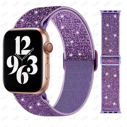 Bling Nylon Strap for Apple Watch Band 44mm 40mm 38mm/42mm bohemian Bracelet iWatch Series 7 6 5 4 3 41mm 45mm 8 9 ultra 2 49mm
