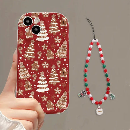 Cute 3D Christmas Santa Claus Tree Chain Phone Case For IPhone 17 Air 16 Pro Max Plus 12 13 14 15 Pro Max Mini 16E Soft Cover