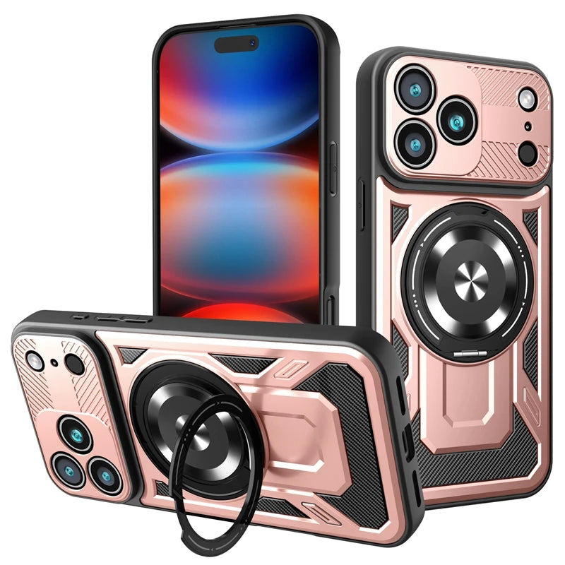 Magsafe Wireless Charging Stand Holder Cover For iphone 17 Pro Max iphone17 Air 5G Magnetic Ring Armor Phone Case