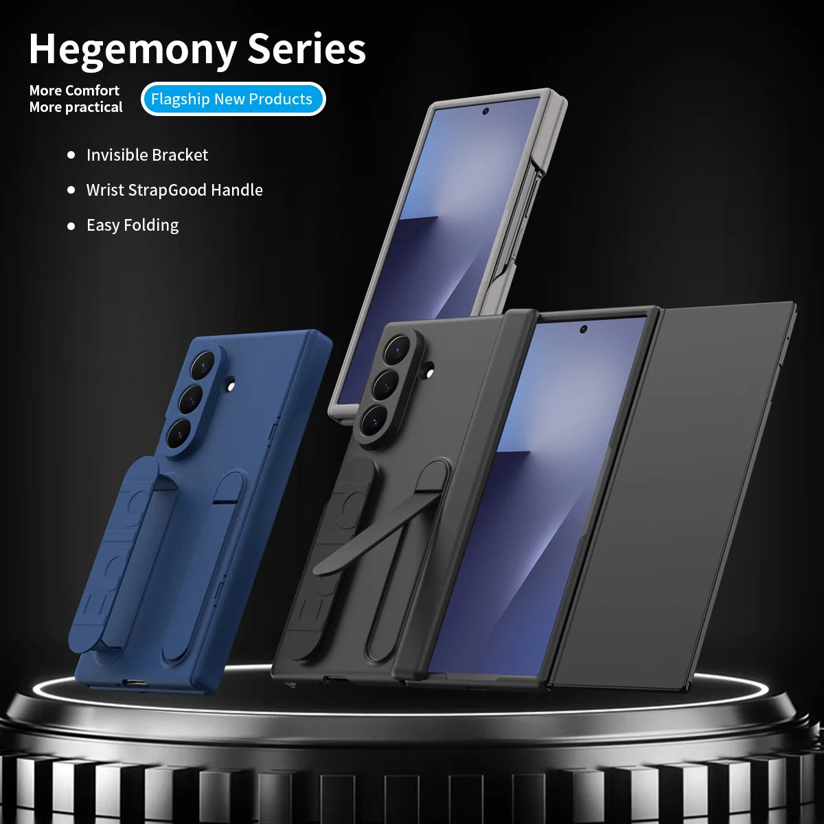 For Samsung Galaxy Z TriFold Case Hard PU Skin With Stand wristband Protective Back Cover Case For samsung Z TriFold Phone Shell