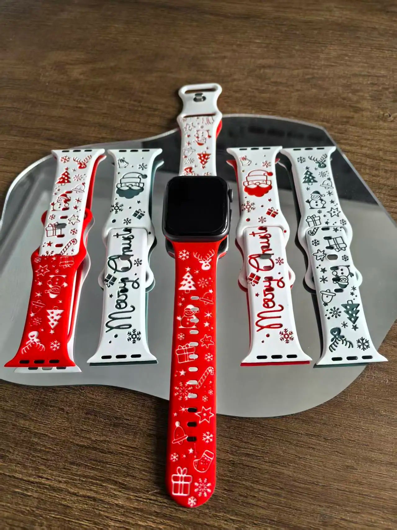 Christmas Band for Apple Watch Ultra 3/2/1/ Series 11/10/9/8/7/6/5/SE New design Engraved silicone 40/41/42/44/45/46/49mm strap