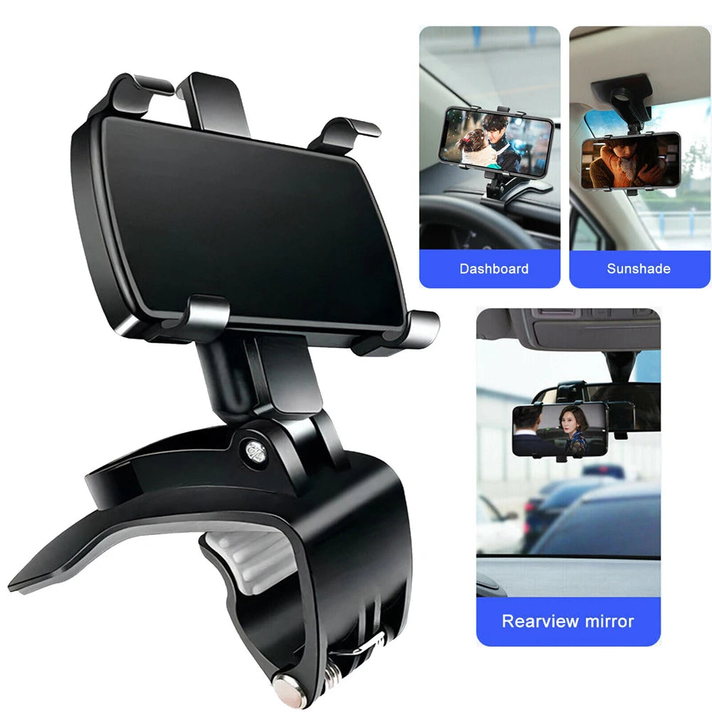 Car Phone Holder 360 Degree Rotating Multi-function Instrument Cluster Phone Holder Foldable Rearview Mirror Navigation Bracket
