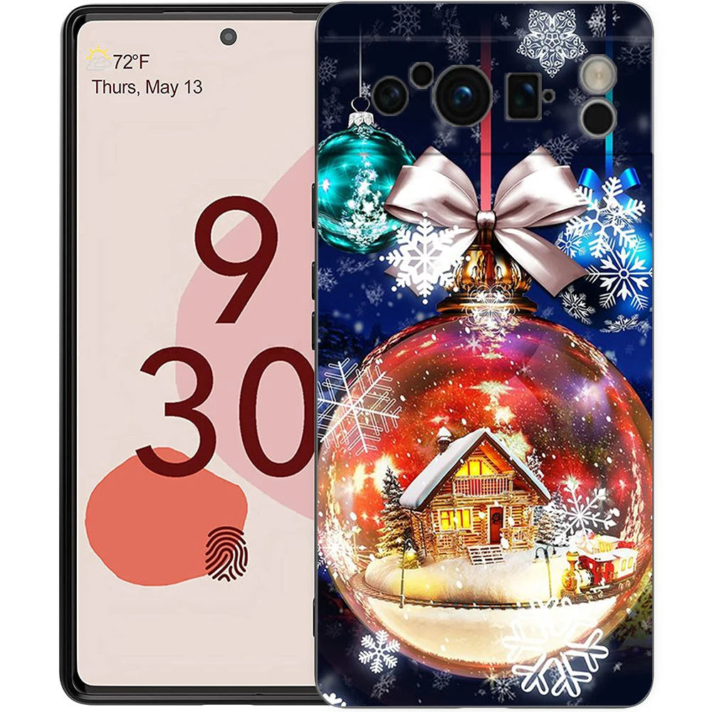 Snow Merry Christmas Phone Case Cover for Google Pixel 8 7 6 7A 6A Pro 5G Shockproof Silicone Soft 9 Pro XL 8 Pro 5G Shell Bags