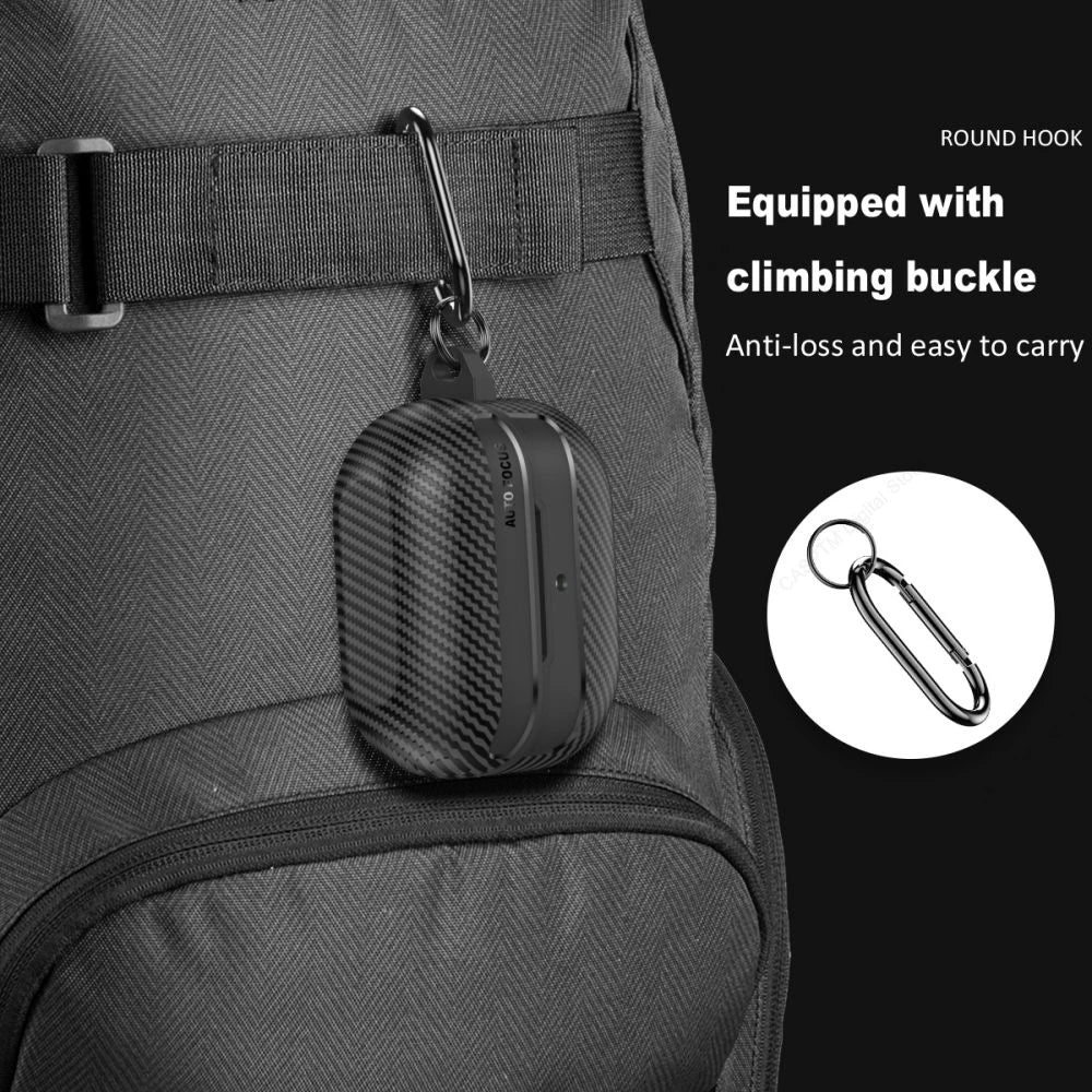 2024 New TPU Cover For Samsung Galaxy Buds 3 Pro Buzz 3 Pro Buds3 Pro Case Carbon Fibre Pattern PC Protective Cases With Hook