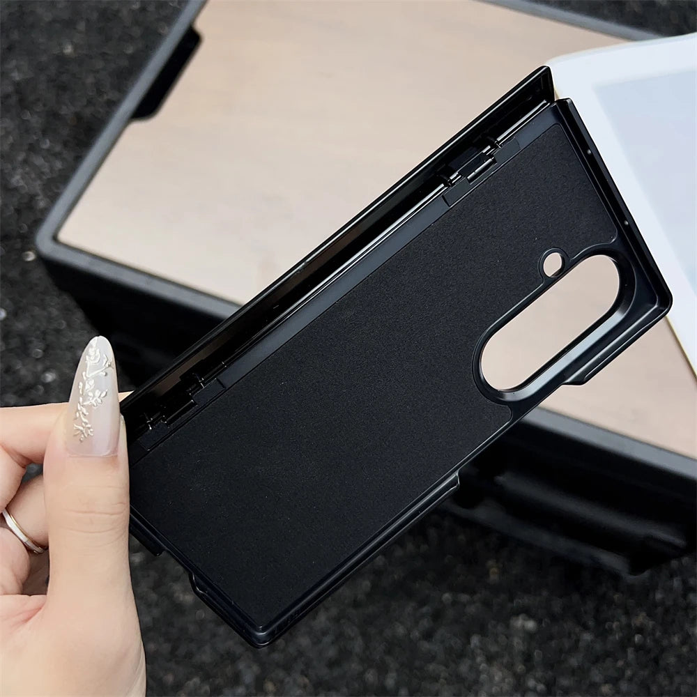 For Samsung Galaxy Z Fold 7 5 4 3 Case Leather Pattern For Magsafe Magnetic Case For Galaxy Z Fold6 Fold7 Wireless Charge Cover