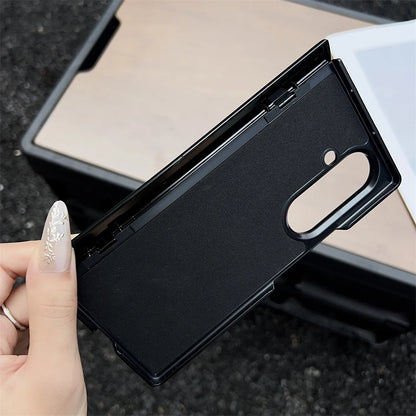 For Samsung Galaxy Z Fold 7 5 4 3 Case Leather Pattern For Magsafe Magnetic Case For Galaxy Z Fold6 Fold7 Wireless Charge Cover
