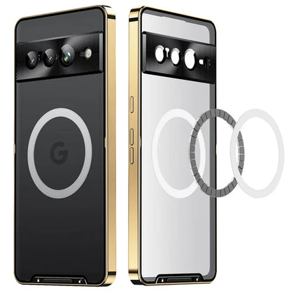 Metal Magnetic Magsafe Case For Google Pixel 7 Pro Aluminium Alloy Camera Lens Glass Film Cover For Pixel 7 pixel7 Pro Case Etui