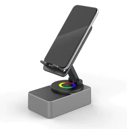 Wireless Audio Bluetooth Speaker withPower Bank, 5 in 1 Emergency Charging LEDPhone Holder Festival Gifts for Friend Family