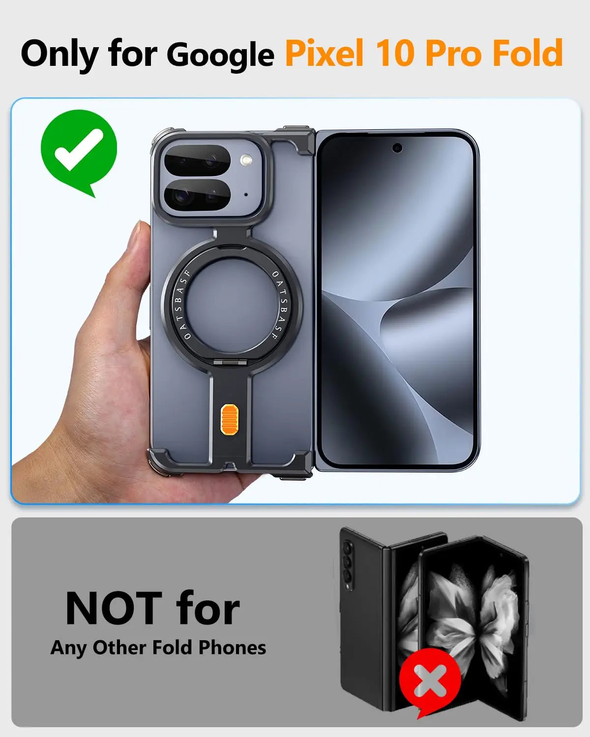 Eary for Google Pixel 10 Pro Fold Case Aluminum Metal Phone Cover With 360°Rotation Stand Magnetic Original Feel Drop Protection