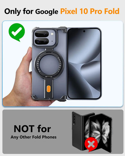 Eary for Google Pixel 10 Pro Fold Case Aluminum Metal Phone Cover With 360°Rotation Stand Magnetic Original Feel Drop Protection