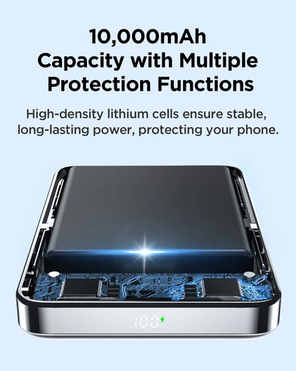 PISEN Magnetic Wireless Power Bank with Built in Stand MagSafe Compatible 30W USB C Fast Charging  for iPhone Samsung Huawei