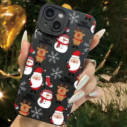 Santa Claus Pattern Tpu Frosted Anti-Drop Phone Case, Suitable for iPhone 17 Pro Max iPhone 16 15 14 13 12 11 XS Xr X 7 8 12/13 Mini Plus Pro Max Se Birthday/Holiday/Couple/Friends/Family Gift