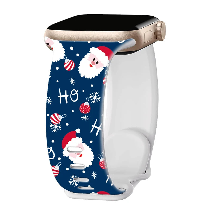 Christmas Strap for Apple Watch Ultra 3 Band 49mm 46mm 41mm 42mm 44mm 45mm Silicone Loop Bracelet for iWatch 11 10 9 8 7 6 5 SE