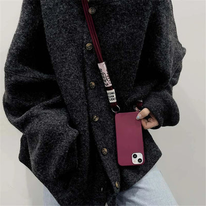Fashion Crossbody Lanyards Necklace Liquid Silicone Case For iPhone 16 15 14 13 11 12 Pro Max Mini XS XR X 8 7 Plus Matte Cover