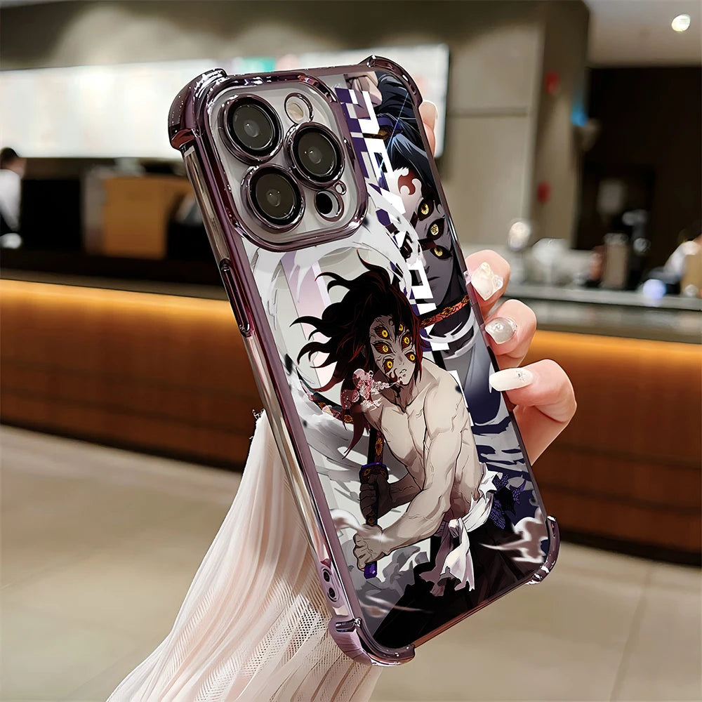 Anime Demon Slayer Plating Case For Samsung S25 S24 S23 S22 S21 S20 FE Note20 Plus Ultra 4G 5G Anti Fall Airbag Back Cover