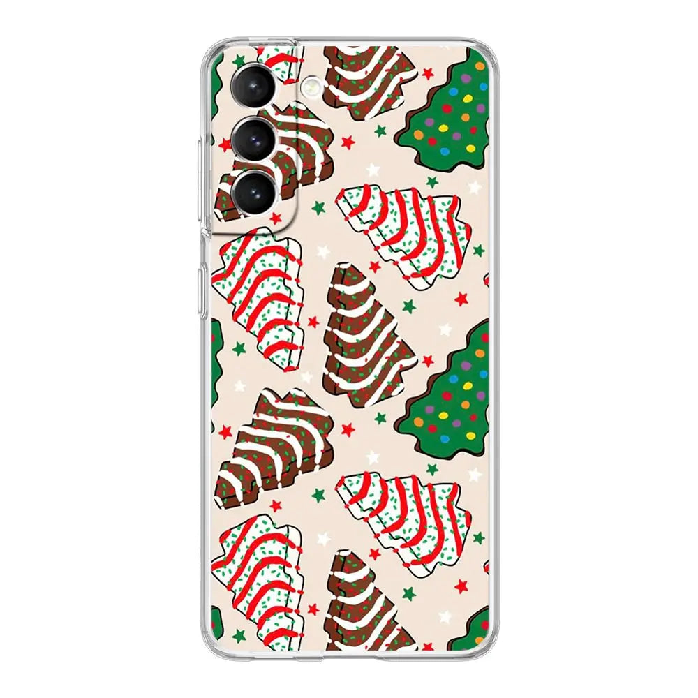 Phone Case For Samsung Galaxy S25 Edge S24 Plus S23 FE S22 S21 S20 Ultra 5G S10 Soft Clear Cover Cartoon Christmas