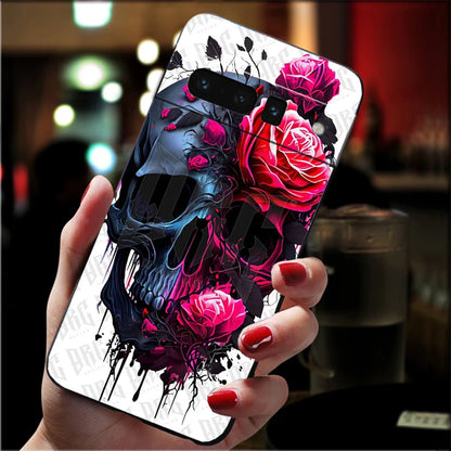 Skull Flower Art Phone Case For Google Pixel 10 9 Pro XL 9A 8 7 6 Pro Pixel 8A 7A 6A Pixel 8 7 6 5