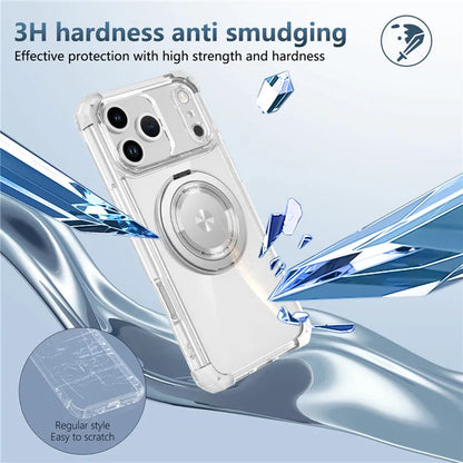 Luxury Magnetic Wireless Charge For Magsafe Case for iphone 17 Pro Max iphone17 Air 5G Transparent Shockproof Ring Holder Cover