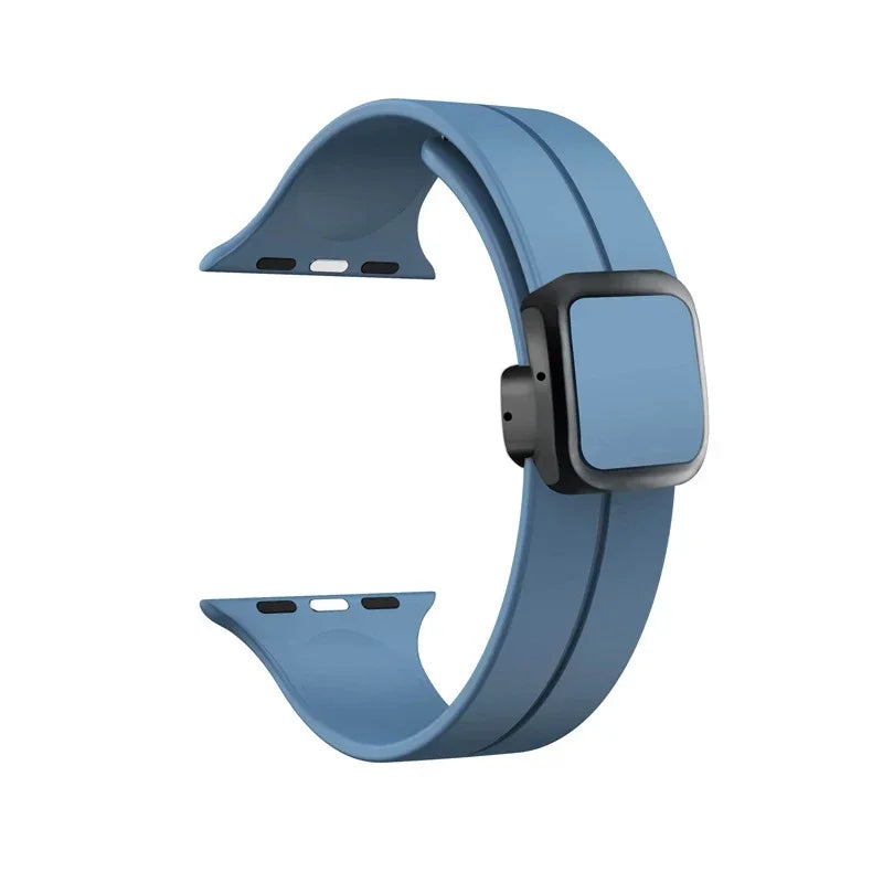 New Magnetic Buckle Silicone Strap For Apple Watch Band 44mm 45mm 38mm 49mm 40 42 41mm Sport Bracelet iWatch ultra 2 9 6 7 8 SE