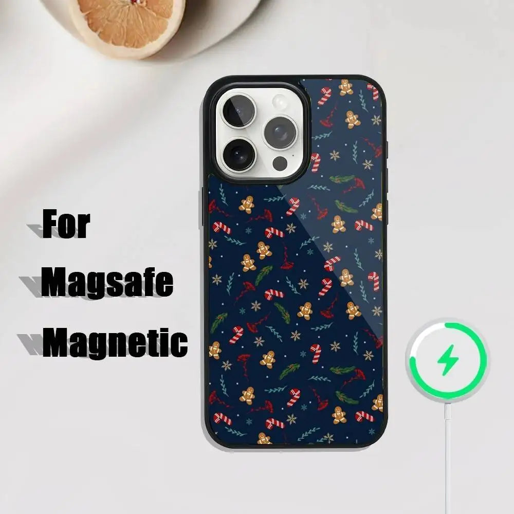Ins Cartoon Christmas Style Phone Case  iPhone 17,16,15,14,13,12,11,Pro,Max,Plus,Mini,SE4,E Magnetic Magsafe Wireless Charging