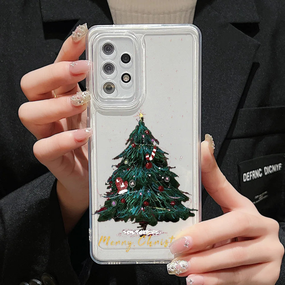 Merry Christmas Phone Case For Samsung A55 5G S24 Ultra A54 A53 A35 A15 A16 S23 FE S22 S21 S20 FE Soft TPU Carcasa Funda Cover