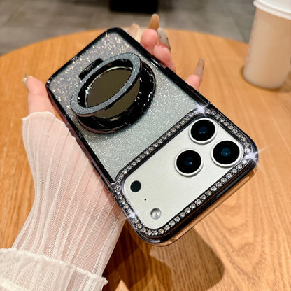 Luxury Diamonds Mirror Bracket Magsafe Case For iPhone Air 17 Pro 16 15 14 13 12 11 Pro Max Plus Gradient Glitter Magnetic Cover