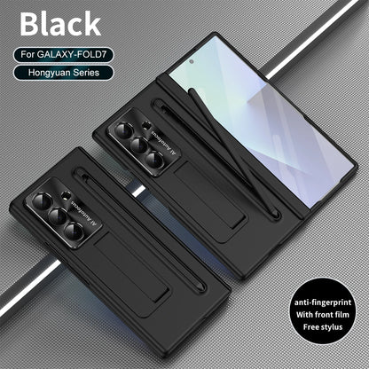 Plating Clear Hinge Magnetic Case For Samsung Galaxy Z Fold 4 5 with Pen Holder Full Screen Protector Phone Cover Fold 7 6 3 5G