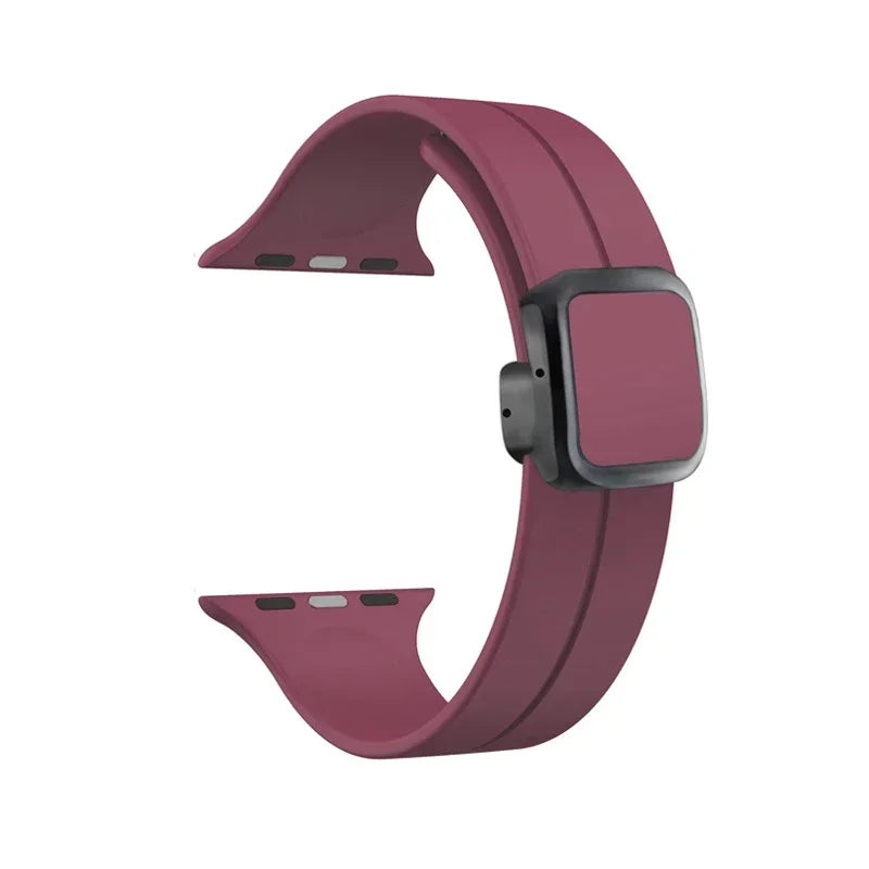 New Magnetic Buckle Silicone Strap For Apple Watch Band 44mm 45mm 38mm 49mm 40 42 41mm Sport Bracelet iWatch ultra 2 9 6 7 8 SE