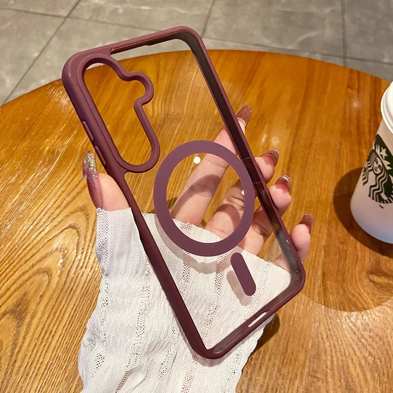HD Clear for Magsafe Magnetic Case for Samsung Galaxy S26 Pro S25 Edge S24 S23 S22 Plus Ultra Wireless Charging Shockproof Cover