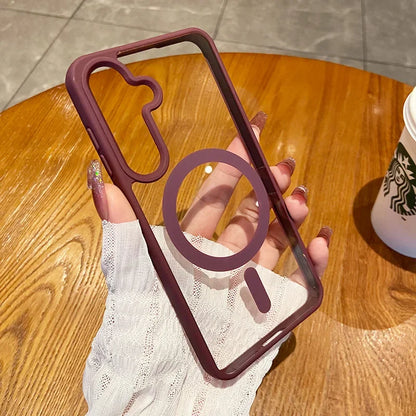 HD Clear for Magsafe Magnetic Case for Samsung Galaxy S26 Pro S25 Edge S24 S23 S22 Plus Ultra Wireless Charging Shockproof Cover