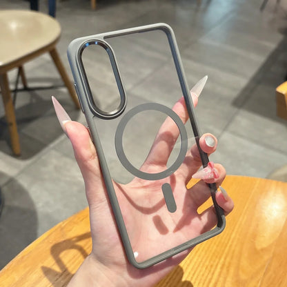 Original For Magsafe Magnetic Case For Samsung Galaxy S25Edge S25 S24 S23 Plus Ultra Wireless Charge Shockproof Acrylic Cover