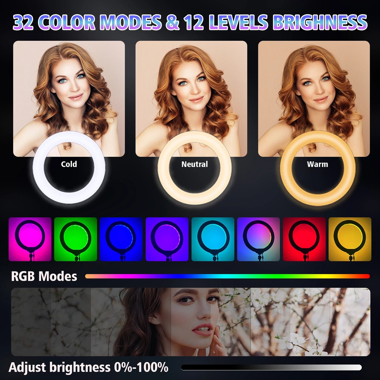 10Inch LED Ring Light, Two Section Adjustable 160cm Tripod, Portable Fill Light for Live Streaming, Photo Selfies, Video Record