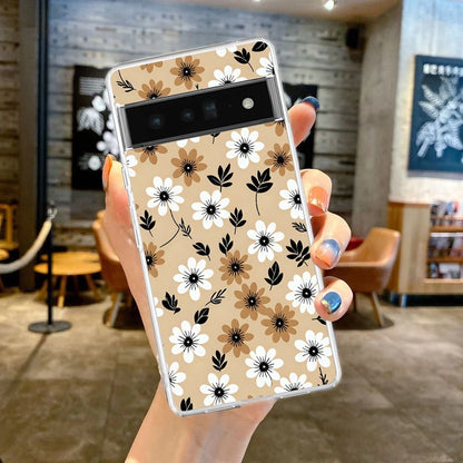 Phone Case For Google Pixel 9 8 7 6 9A 8A 7A 6A 5 4 5A 4A 3A Pro XL Soft Clear TPU Transparent Cover flower art