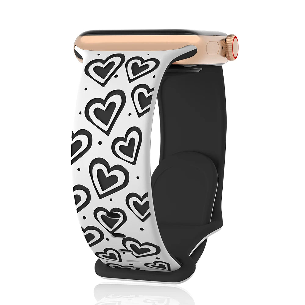 Engraved Band for Apple Watch 40mm 41mm 42mm 44mm 45mm 46mm 49mm Soft Silicone Wrist Strap iWatch SE Series 10 9 8 7 6 5 4 Ultra